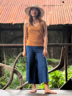 asana ヘンプコットン 厚手 ガウチョ パンツ・草木染め