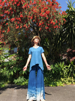 asana ロングワイドパンツ・草木絞り染め