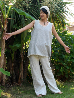 asana HEMP100% バイアス パンツ・きなり