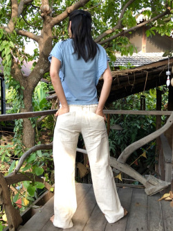 asana HEMP&LINEN イージーパンツ・きなり