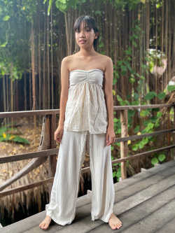 asana HEMP100% テロテロ フリンジ タイパンツ・きなり