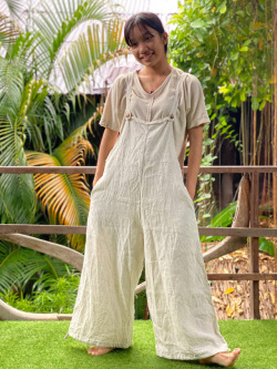 asana HEMP100% ゆったり サロペット・きなり