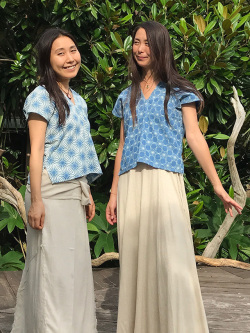 asana 麻柄プリント 貫頭衣 トップス