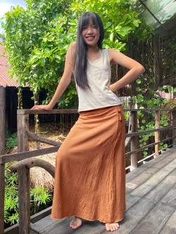 asana 紐付きロングスカート・草木染め