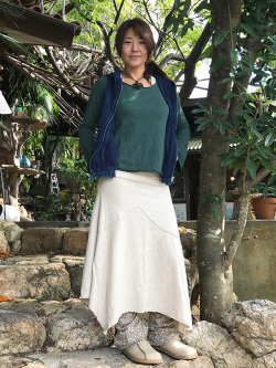 asana パッチワーク スカート・きなり