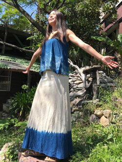 asana 紐付き ロングスカート・草木絞り染め