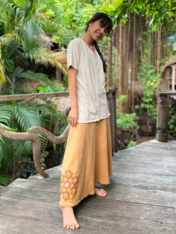 asana ふかふか フレアー スカート・HEMP糸 かぎ編み 曼荼羅付き