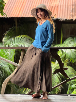 asana HEMP100% ポケット バイアス スカート・草木染め