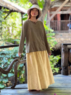 asana HEMP100% 厚手 デニム風 スカート・草木染め