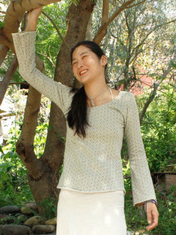 asana フレアースリーブ・Hemp of life プリント