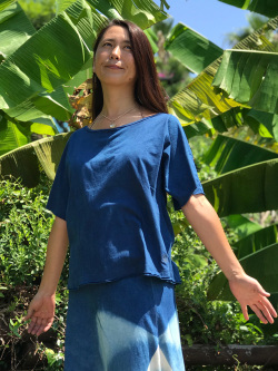 asana ゆったり 切り替えTee・草木染め