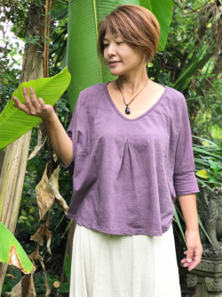 asana Vネック ブラウス・草木染め