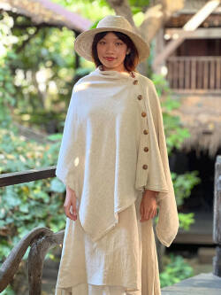 asana ヘンプコットン ふかふか 2WAY ポンチョ・きなり