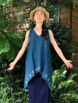 asana HEMP100% 麻柄チュニック・草木染め