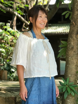 asana HEMP100% ガーゼ ブラウス・きなり