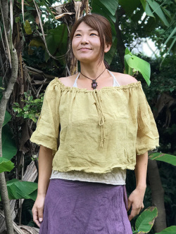 asana HEMP100% ガーゼ ブラウス・草木染め