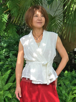 asana HEMP100% カシュクール ノースリーブ・きなり