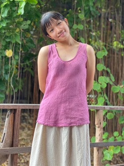 asana 麻100% バイアス タンクトップ・草木染め