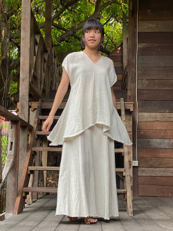 asana 麻100% ひらひら 貫頭衣シャツ・きなり