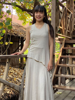 asana ヘンプコットン 薄手 ターザン タンクトップ・きなり