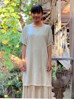 asana HEMP100% テロテロ フリンジ チュニック・きなり