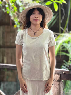 asana ヘンプコットン 薄手 スリム Tee・きなり