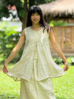 asana HEMP100% 手紡ぎ 手織り ベスト・きなり