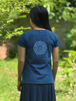 asana ヘンプコットン 厚手 スリムTee・草木染め 手刷り抜染