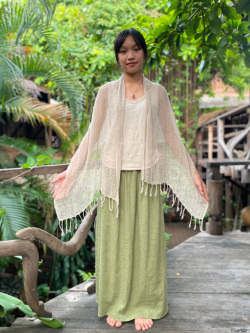 asana RAW SILK 100% ショール・きなり