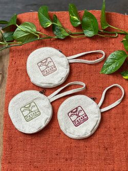 asana ヘンプコットン 厚手 ラウンド ポーチ・きなり