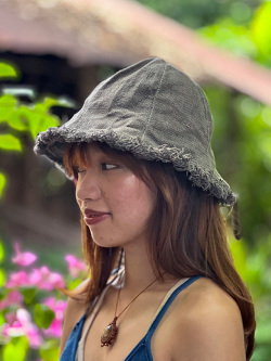 asana HEMP100% 手織り フリンジ ハット・草木染め