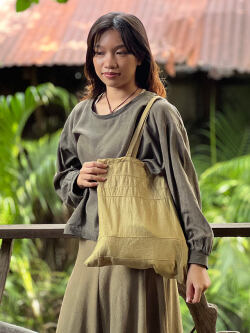 asana HEMP100% 端切れ エコバッグ・草木染め