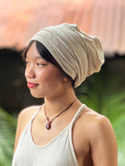 asana ヘンプコットン 薄手 切り替え ハット・きなり