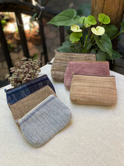 オーガニック コットン100% 手織り 草木染め ポーチ