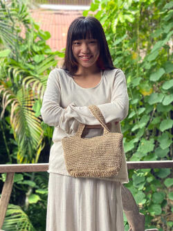 HEMP100% 手編み ハンドバッグ
