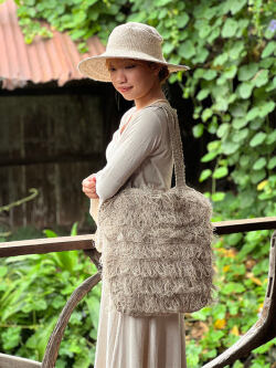 HEMP100% 手編み モコモコ ショルダーバッグ