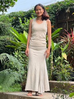 asana ヘンプコットン 厚手 マーメイド スカート・きなり