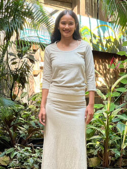 asana x chewin'bacco ヘンプコットン 厚手 ラグラン 七分袖 カットソー・きなり