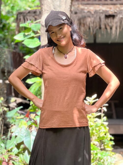 asana x chewin'bacco ヘンプコットン ダブル フレンチ Tee・草木染め