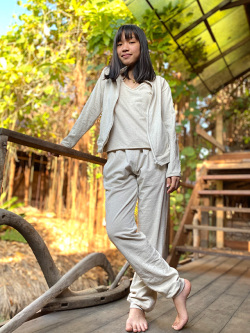 asana ヘンプコットン ジャージ パンツ・きなり