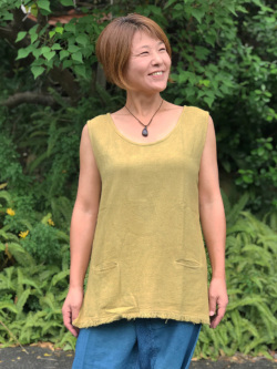asana ヘンプ シルク タンクトップ・草木染め