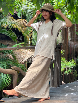 asana ヘンプコットン 縄文Tee・きなり