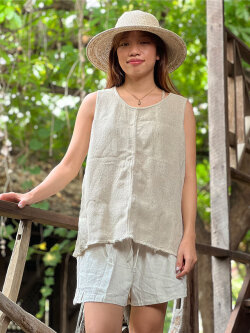 asana HEMP100% 手織り ゆったり タンク・きなり