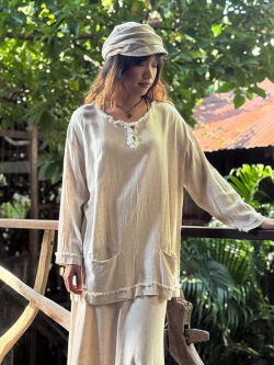 asana HEMP100% やわらか ゆったり シャツ・きなり