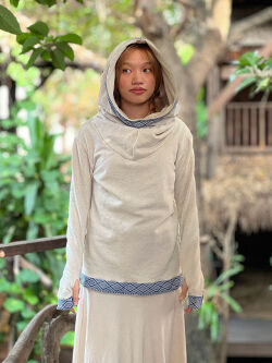 asana ヘンプコットン ふかふか ゆったり フード パーカー・きなり