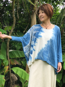asana x Mandalaya ひらひら カットソー・藍染め