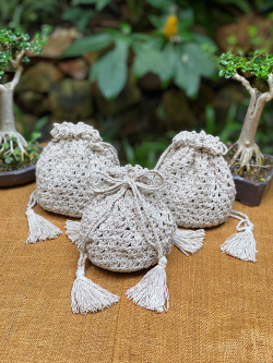 HEMP100% 手編み 巾着袋