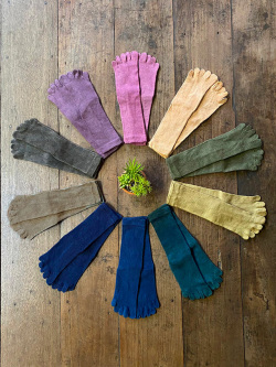 ヘンプコットン 5本指 ソックス レギュラー丈・草木染め (12色)