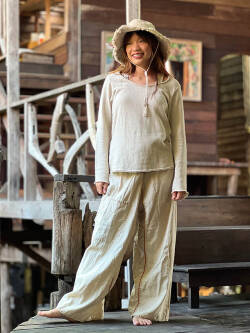 HEMP100% 手縫い タイパンツ・きなり