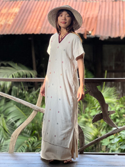 HEMP100% テロテロ ヤオ族 手縫い手刺繍 貫頭衣 ワンピース